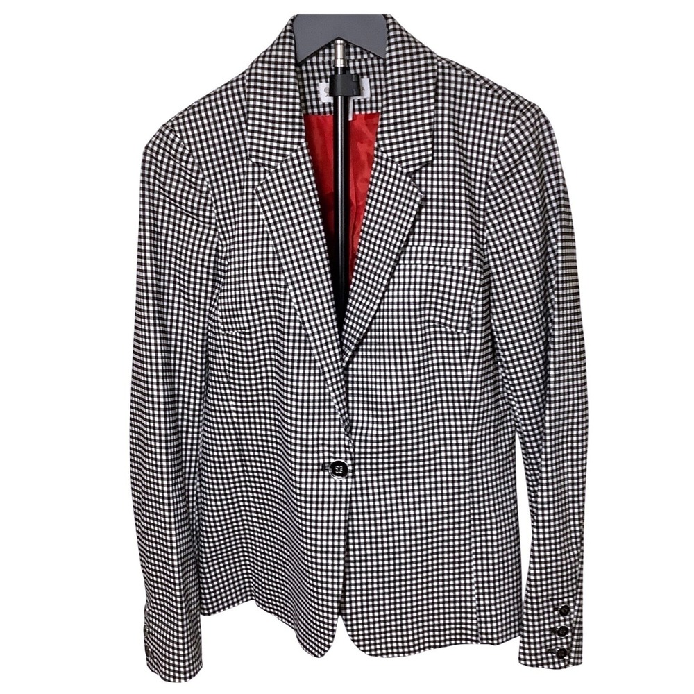 NWOT Rafaella Black & White‎ Gingham Blazer Jacket - One Button Career Size M